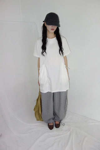 [2 colors] Meruru Double Check Banding Wide Pants