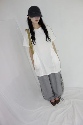 [2 colors] Meruru Double Check Banding Wide Pants