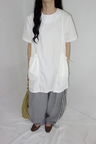 [2 colors] Meruru Double Check Banding Wide Pants
