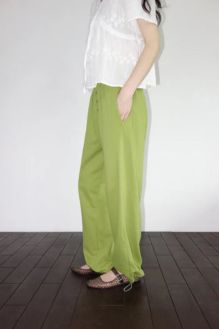 [2 colors] Butterfly embroidered perforated balloon fit summer cotton pants