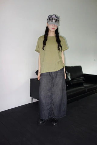 [3 colors] Humo Hudel Denim Long Skirt