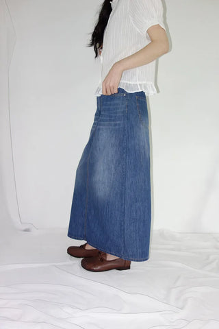[3 colors] Humo Hudel Denim Long Skirt