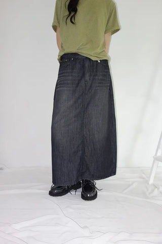 [3 colors] Humo Hudel Denim Long Skirt