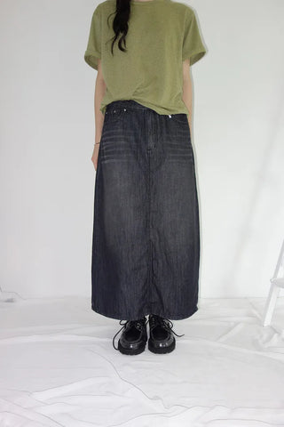 [3 colors] Humo Hudel Denim Long Skirt