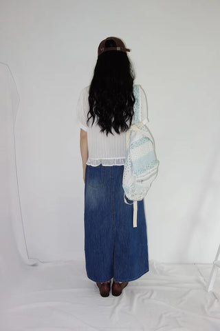 [3 colors] Humo Hudel Denim Long Skirt