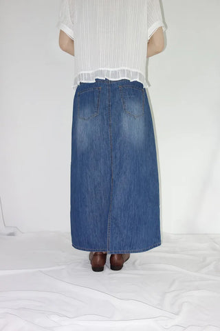 [3 colors] Humo Hudel Denim Long Skirt