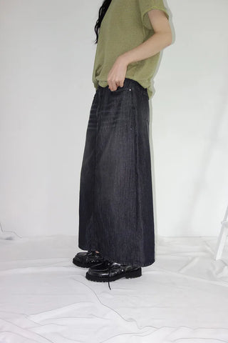 [3 colors] Humo Hudel Denim Long Skirt