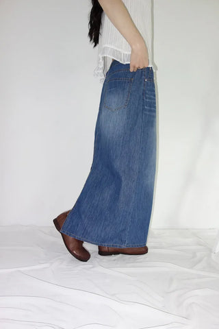 [3 colors] Humo Hudel Denim Long Skirt