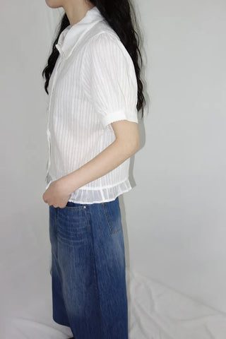 [2 colors] Nino Flake Frill Short-Sleeve Blouse
