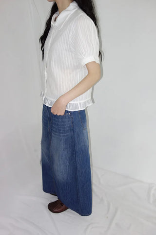 [2 colors] Nino Flake Frill Short-Sleeve Blouse