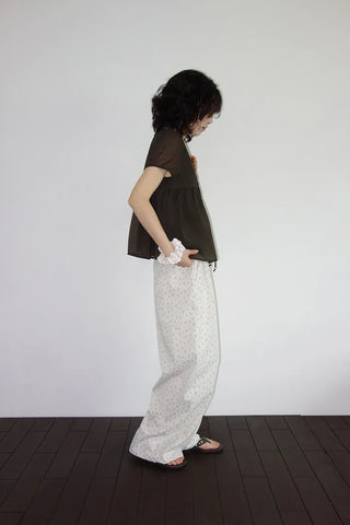 [2 colors] Kirin String Shirring Blouse