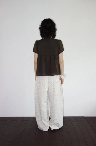 [2 colors] Kirin String Shirring Blouse