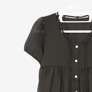 [2 colors] Kirin String Shirring Blouse