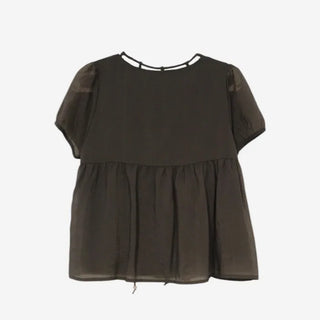 [2 colors] Kirin String Shirring Blouse