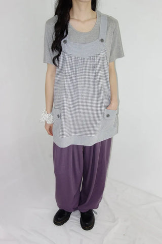 [3 colors] Amuse Check Suspender Mini Dress