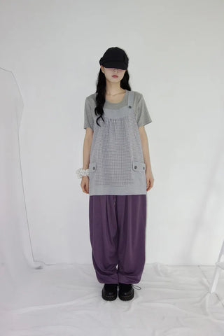 [3 colors] Amuse Check Suspender Mini Dress