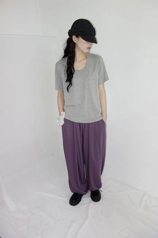 [4 colors] Prev Patch Banding Wide Pants