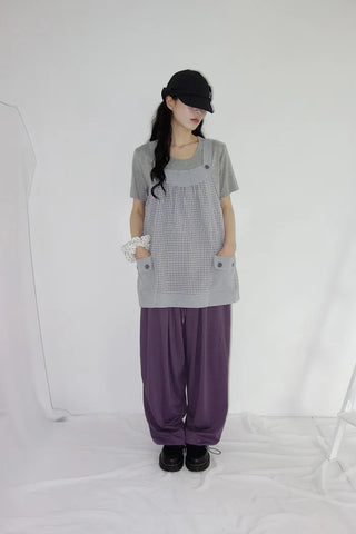 [4 colors] Prev Patch Banding Wide Pants