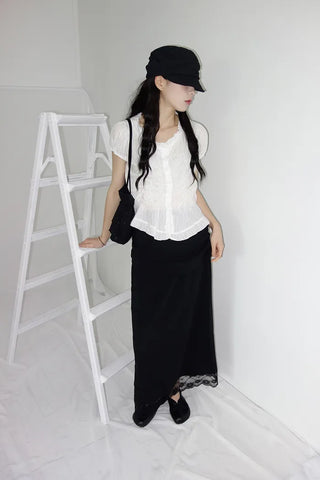 Carody Layered Lace Long Skirt