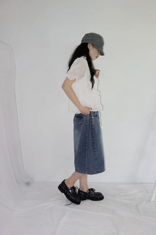 [3 colors] Mute Denim Beaded Bermuda Shorts