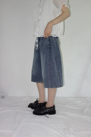 [3 colors] Mute Denim Beaded Bermuda Shorts