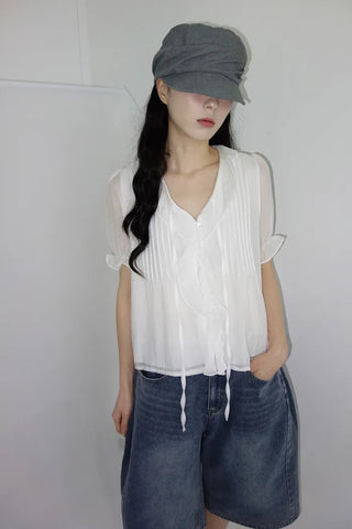 [3 colors] Mute Denim Beaded Bermuda Shorts