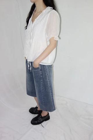 [3 colors] Mute Denim Beaded Bermuda Shorts