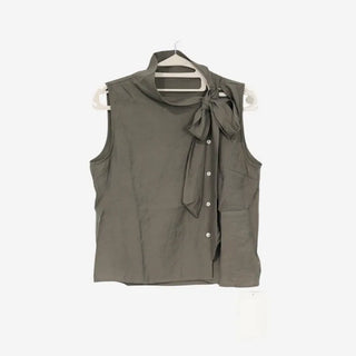 [3 colors] Sleeveless tie-ribbon blouse