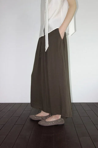 [4 colors] Line Banding Long Skirt