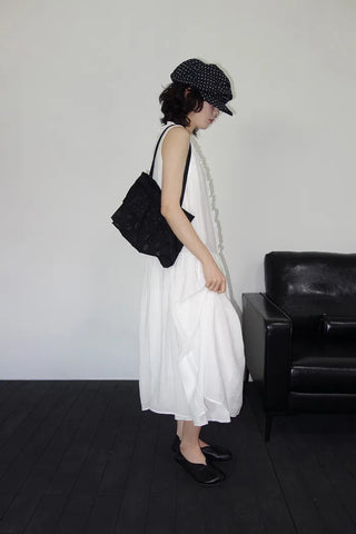 [2 colors] Vanilla Frill Sleeveless Long Dress
