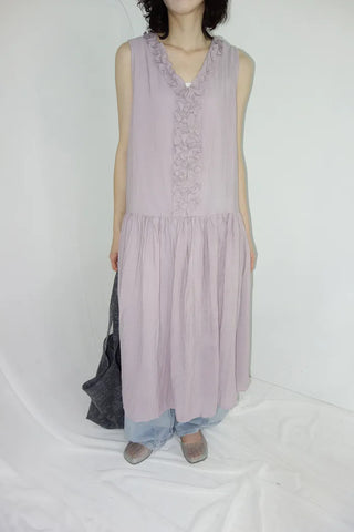 [2 colors] Vanilla Frill Sleeveless Long Dress