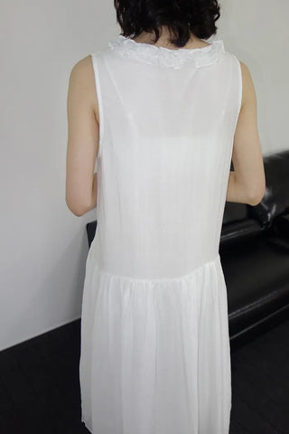 [2 colors] Vanilla Frill Sleeveless Long Dress