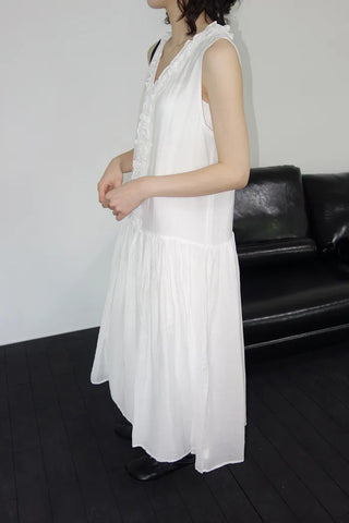 [2 colors] Vanilla Frill Sleeveless Long Dress