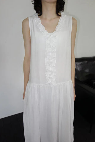 [2 colors] Vanilla Frill Sleeveless Long Dress