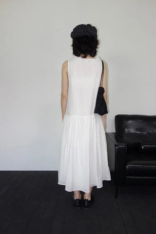 [2 colors] Vanilla Frill Sleeveless Long Dress