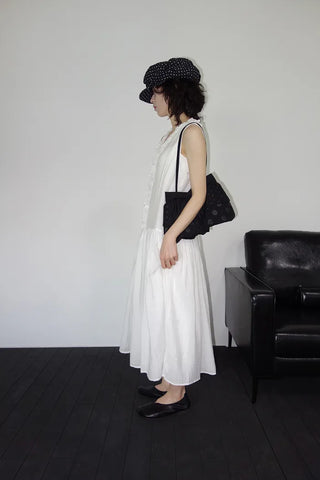 [2 colors] Vanilla Frill Sleeveless Long Dress