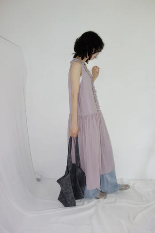 [2 colors] Vanilla Frill Sleeveless Long Dress