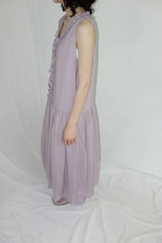 [2 colors] Vanilla Frill Sleeveless Long Dress