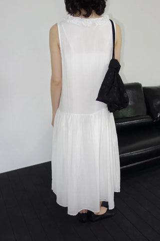 [2 colors] Vanilla Frill Sleeveless Long Dress