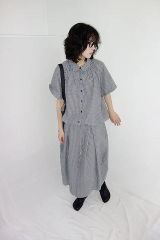 [3 colors] Check shirt blouse