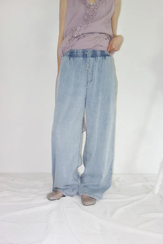 [2 colors] Koichi Tero Tero Denim Banding Pants