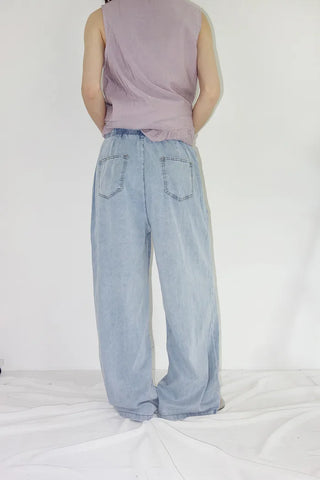 [2 colors] Koichi Tero Tero Denim Banding Pants