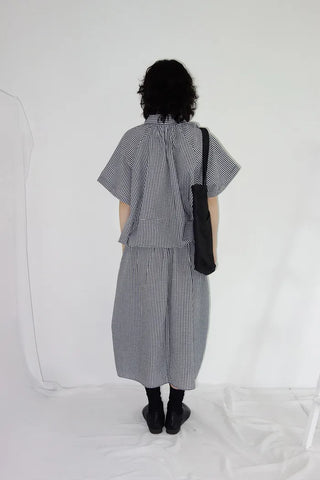 [3 colors] Petite check pintuck long skirt