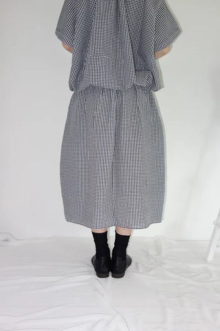 [3 colors] Petite check pintuck long skirt