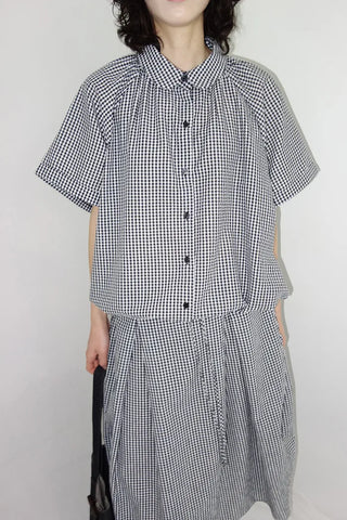 [3 colors] Petite check pintuck long skirt