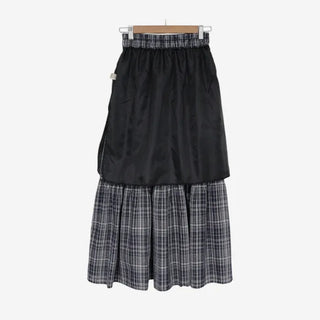 [3 colors] Lacu Check Cantilever Long Skirt