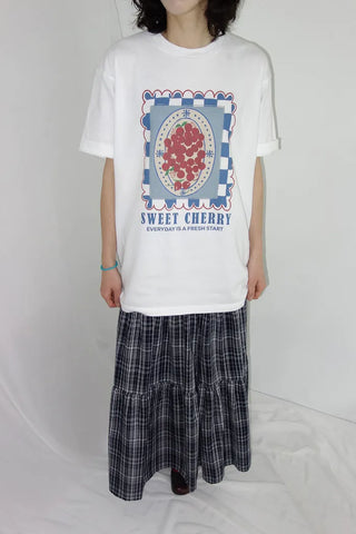 [3 colors] Lacu Check Cantilever Long Skirt