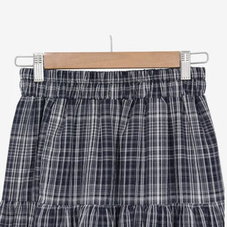 [3 colors] Lacu Check Cantilever Long Skirt
