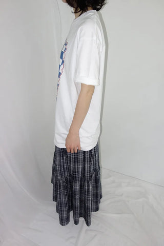 [3 colors] Lacu Check Cantilever Long Skirt