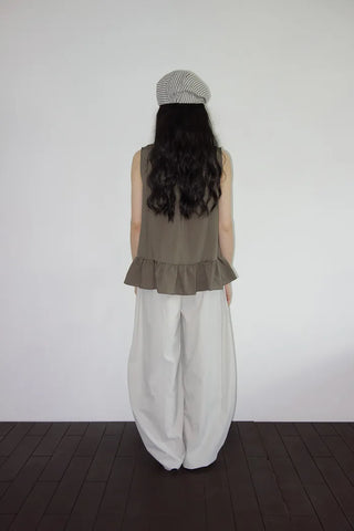 [2 colors] Park V-neck frill blouse